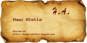 Haaz Aletta névjegykártya
