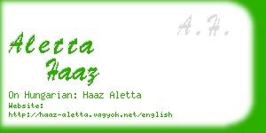 aletta haaz business card